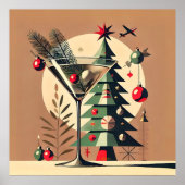 Retro 50s Jet Set Christmas Tree Martini Poster (Vorne)
