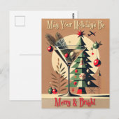 Retro 50s Jet Set Christmas Tree Martini Postkarte (Vorne/Hinten)
