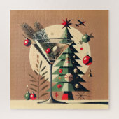 Retro 50s Jet Set Christmas Tree Martini Puzzle (Vertikal)