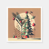 Retro 50s Jet Set Christmas Tree Martini Serviette (Vorderseite)