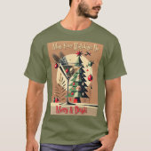 Retro 50s Jet Set Christmas Tree Martini T-Shirt (Vorderseite)
