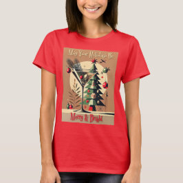 Retro 50s Jet Set Christmas Tree Martini T-Shirt