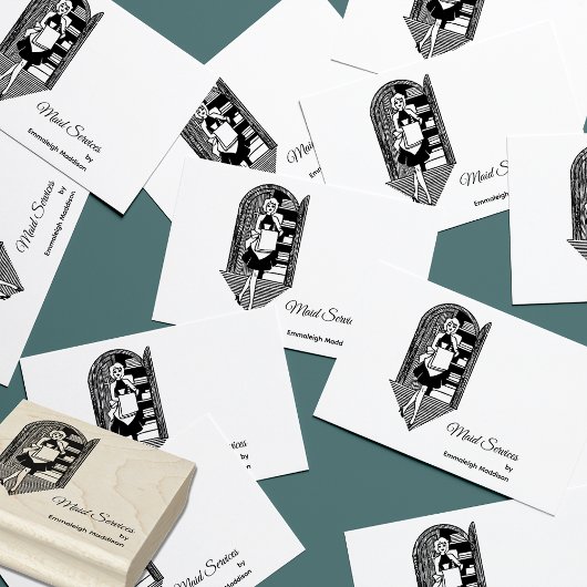 Retro 50's Lady Cleaning Services Gummistempel