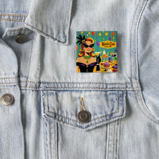Retro 50s Mardi Gras Cocktail Party Button (Beispiel)