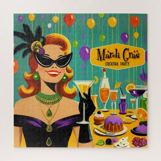 Retro 50s Mardi Gras Cocktail Party Puzzle (Vertikal)