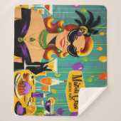 Retro 50s Mardi Gras Cocktail Party Sherpadecke (Vorderseite)