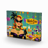 Retro 50s Mardi Gras Martini Cocktail Party Fotoblock (Rechts)