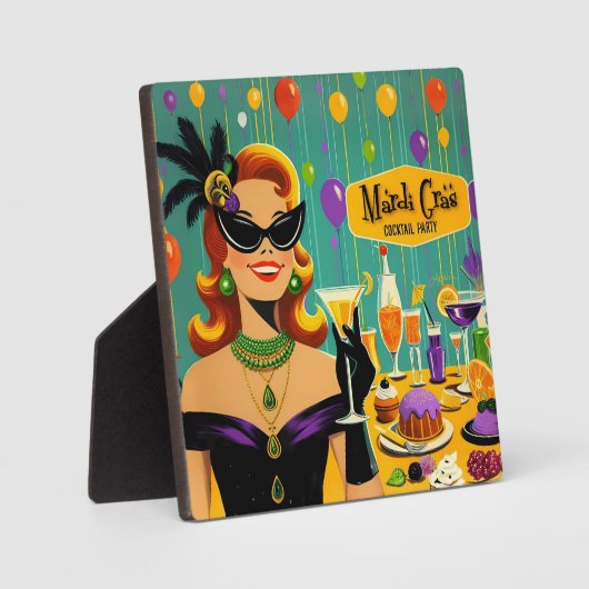 Retro 50s Mardi Gras Martini Cocktail Party Fotoplatte (Vorderseite)