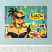 Retro 50s Mardi Gras Martini Cocktail Party Leinwanddruck (Insitu (Holzboden))