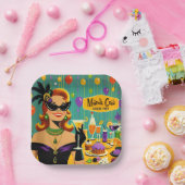 Retro 50s Mardi Gras Martini Cocktail Party Pappteller (Party)