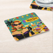 Retro 50s Mardi Gras Martini Cocktail Party Rechteckiger Pappuntersetzer (angewinkelt)