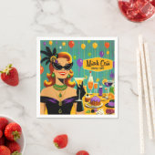Retro 50s Mardi Gras Martini Cocktail Party Serviette (Beispiel)