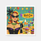 Retro 50s Mardi Gras Martini Cocktail Party Serviette (Vorderseite)