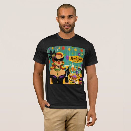 Retro 50s Mardi Gras Martini Cocktail Party T-Shirt (Vorne ganz)