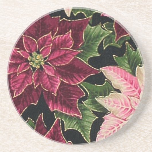 Retro 50s Poinsettia Burgundy Pink Getränkeuntersetzer (Vorne)