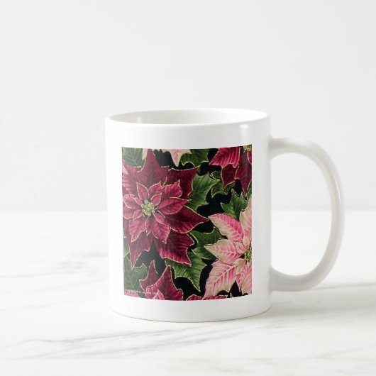 Retro 50s Poinsettia Burgundy Pink Kaffeetasse (Rechts)