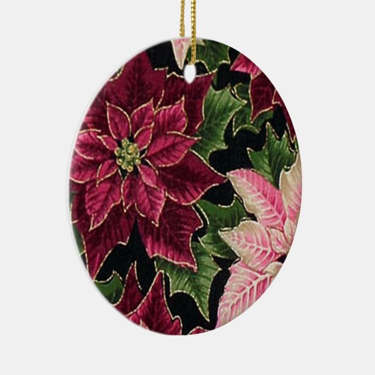 Retro 50s Poinsettia Burgundy Pink Keramik Ornament (Rechts)