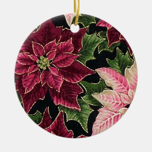 Retro 50s Poinsettia Burgundy Pink Keramik Ornament (Vorne)