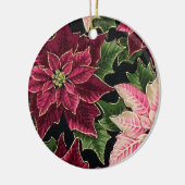 Retro 50s Poinsettia Burgundy Pink Keramik Ornament (Links)