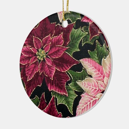 Retro 50s Poinsettia Burgundy Pink Keramik Ornament (Links)