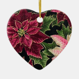 Retro 50s Poinsettia Burgundy Pink Keramik Ornament