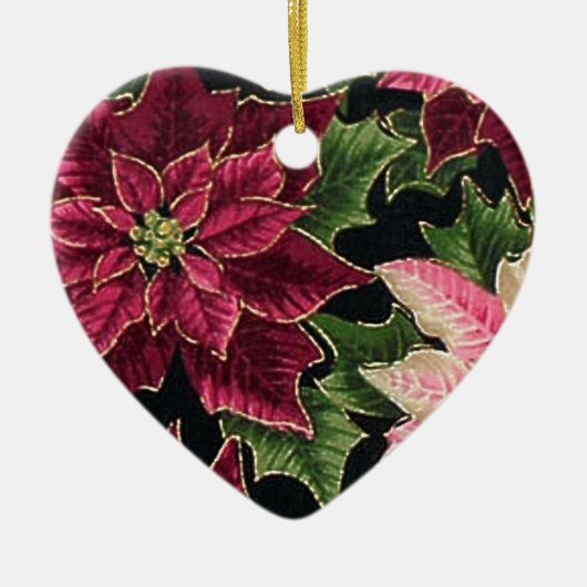 Retro 50s Poinsettia Burgundy Pink Keramik Ornament (Vorne)