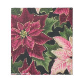 Retro 50s Poinsettia Burgundy Pink Notizblock (Vorderseite)
