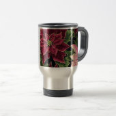 Retro 50s Poinsettia Burgundy Pink Reisebecher (VorderseiteRechts)
