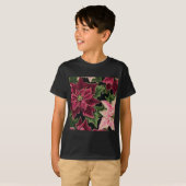 Retro 50s Poinsettia Burgundy Pink T-Shirt (Vorne ganz)