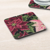 Retro 50s Poinsettia Burgundy Pink Untersetzer (Linke Seite)