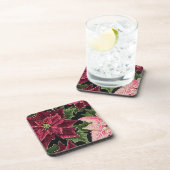 Retro 50s Poinsettia Burgundy Pink Untersetzer (Rechte Seite)