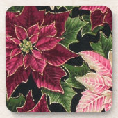 Retro 50s Poinsettia Burgundy Pink Untersetzer (Vorderseite)