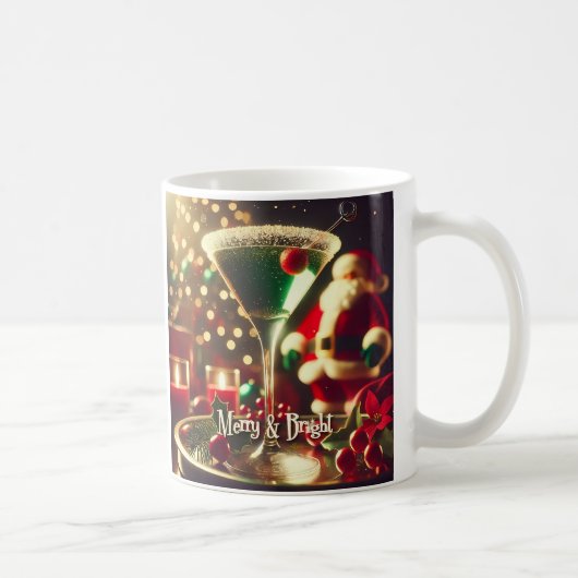 Retro 50s Santa Christmas Green Martini Kaffeetasse (Rechts)