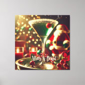 Retro 50s Santa Christmas Green Martini Leinwanddruck (Vorderseite)