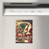 Retro 50s Santa Christmas Green Martini Magnet (In Situ (Geschirrspüler))