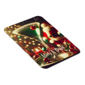 Retro 50s Santa Christmas Green Martini Magnet (Rechte Seite)