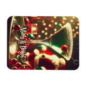 Retro 50s Santa Christmas Green Martini Magnet (Horizontal)