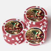 Retro 50s Santa Christmas Green Martini Pokerchips (Stapel)