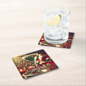 Retro 50s Santa Christmas Green Martini Rechteckiger Pappuntersetzer (Vor Ort)