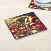 Retro 50s Santa Christmas Green Martini Rechteckiger Pappuntersetzer (angewinkelt)