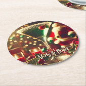 Retro 50s Santa Christmas Green Martini Runder Pappuntersetzer (Angewinkelt)