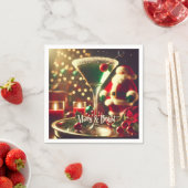 Retro 50s Santa Christmas Green Martini Serviette (Beispiel)