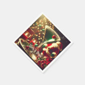 Retro 50s Santa Christmas Green Martini Serviette (Ecke)