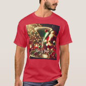 Retro 50s Santa Christmas Green Martini T-Shirt (Vorderseite)