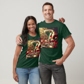 Retro 50s Santa Christmas Green Martini T-Shirt (Unisex)