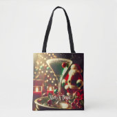 Retro 50s Santa Christmas Green Martini Tasche (Vorderseite)