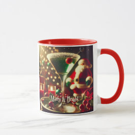 Retro 50s Santa Christmas Green Martini Tasse