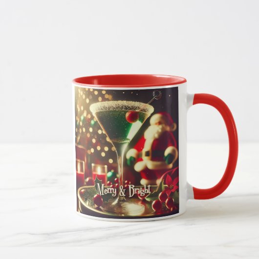 Retro 50s Santa Christmas Green Martini Tasse (Rechts)