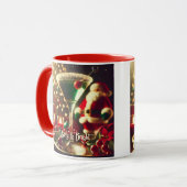 Retro 50s Santa Christmas Green Martini Tasse (Vorderseite Links)