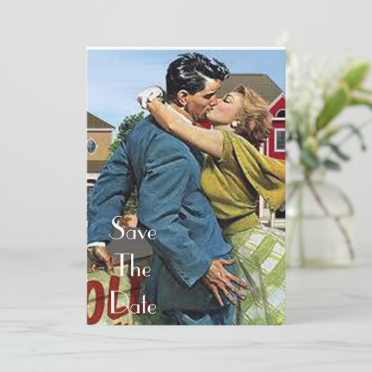 Retro 50's Save the Date Einladungen (Stehend Vorderseite)
